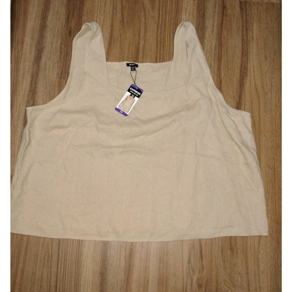 Express Women's Linen Tank Top Size XXL Cream (Original Price $54)